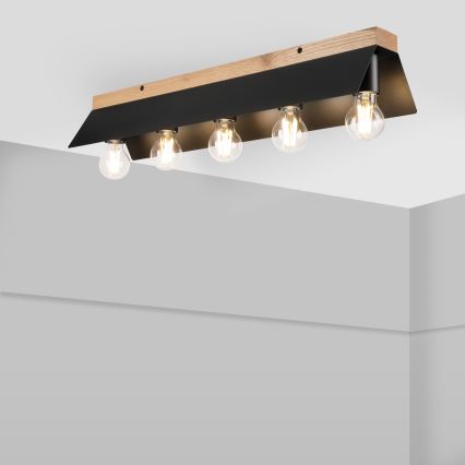 Ceiling light ESME 5xE27/15W/230V black/oak