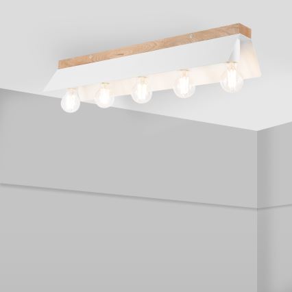 Ceiling light ESME 5xE27/15W/230V white/oak