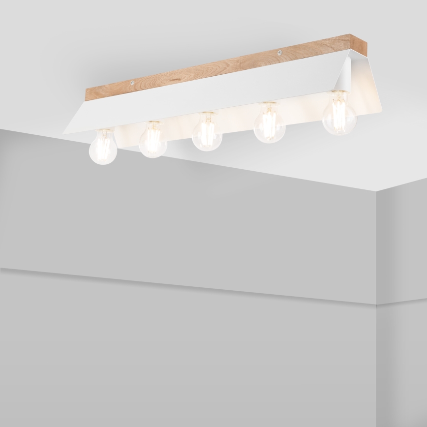 Ceiling light ESME 5xE27/15W/230V white/oak