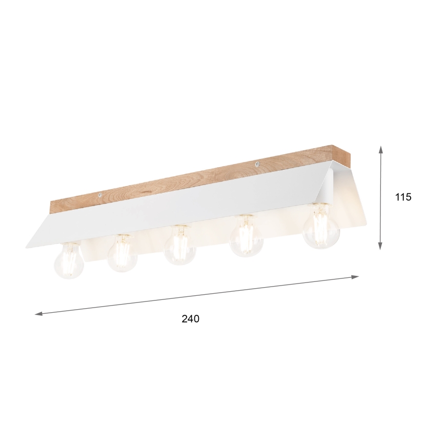 Ceiling light ESME 5xE27/15W/230V white/oak