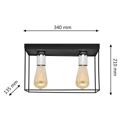 Ceiling light FINN 2xE27/15W/230V black/shiny chrome
