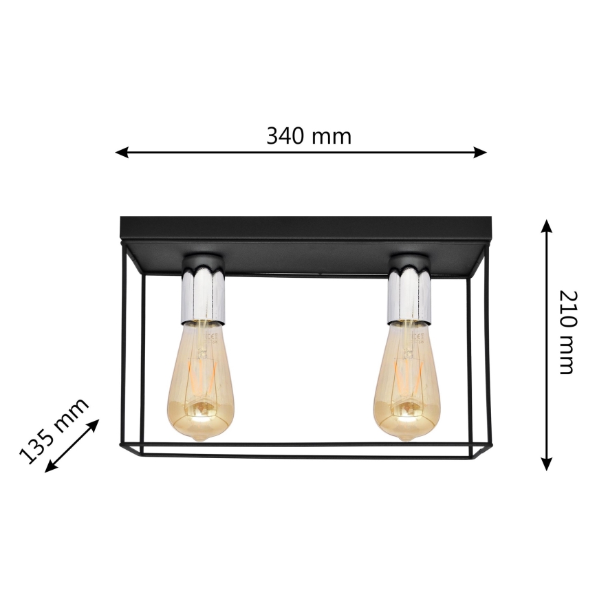 Ceiling light FINN 2xE27/15W/230V black/shiny chrome