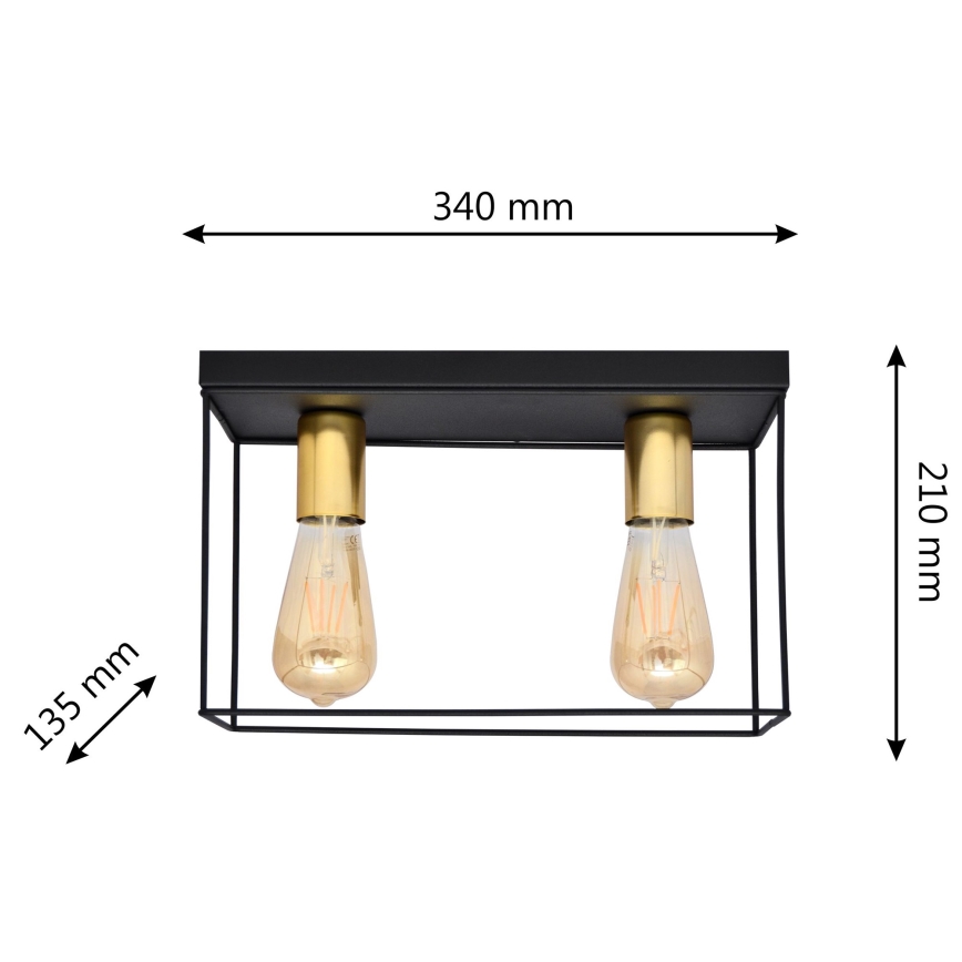 Ceiling light FINN 2xE27/15W/230V black/gold