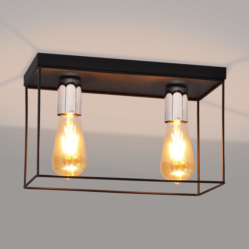 Ceiling light FINN 2xE27/15W/230V black/shiny chrome