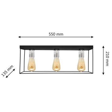 Ceiling light FINN 3xE27/15W/230V black/shiny chrome