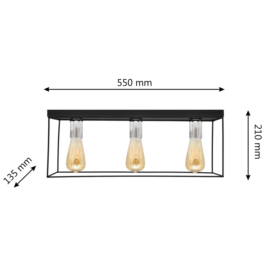 Ceiling light FINN 3xE27/15W/230V black/shiny chrome