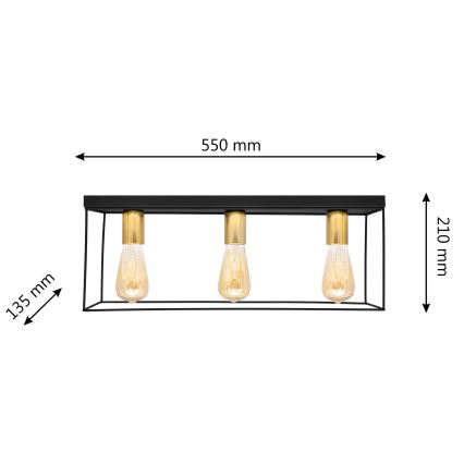 Ceiling light FINN 3xE27/15W/230V black/gold