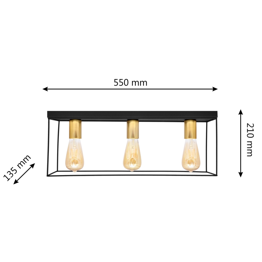 Ceiling light FINN 3xE27/15W/230V black/gold