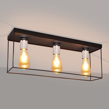 Ceiling light FINN 3xE27/15W/230V black/shiny chrome