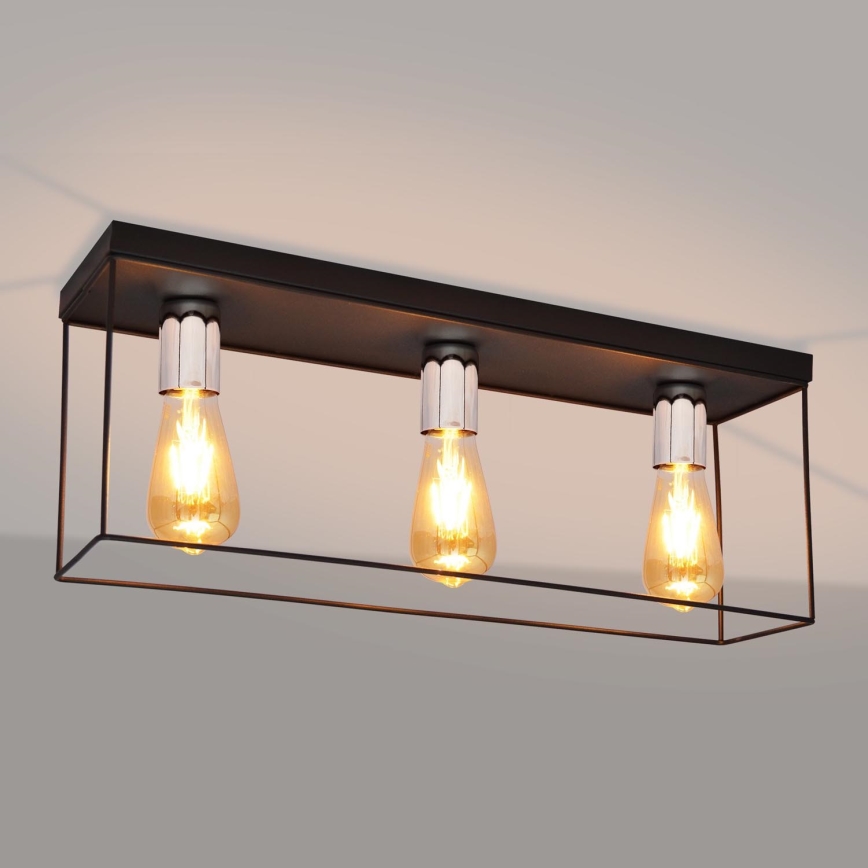 Ceiling light FINN 3xE27/15W/230V black/shiny chrome
