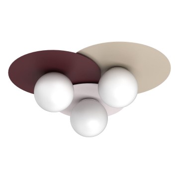 Ceiling light FLAT 3xE27/15W/230V 55x60 cm beige/cream/burgundy