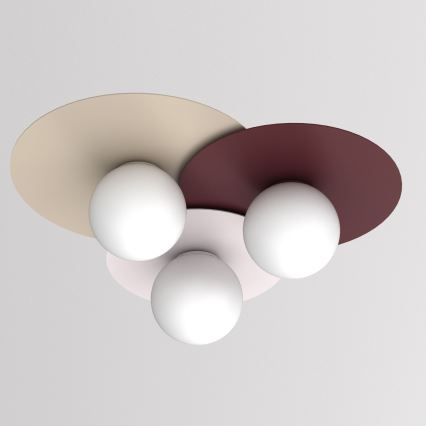 Ceiling light FLAT 3xE27/15W/230V 55x60 cm beige/cream/burgundy