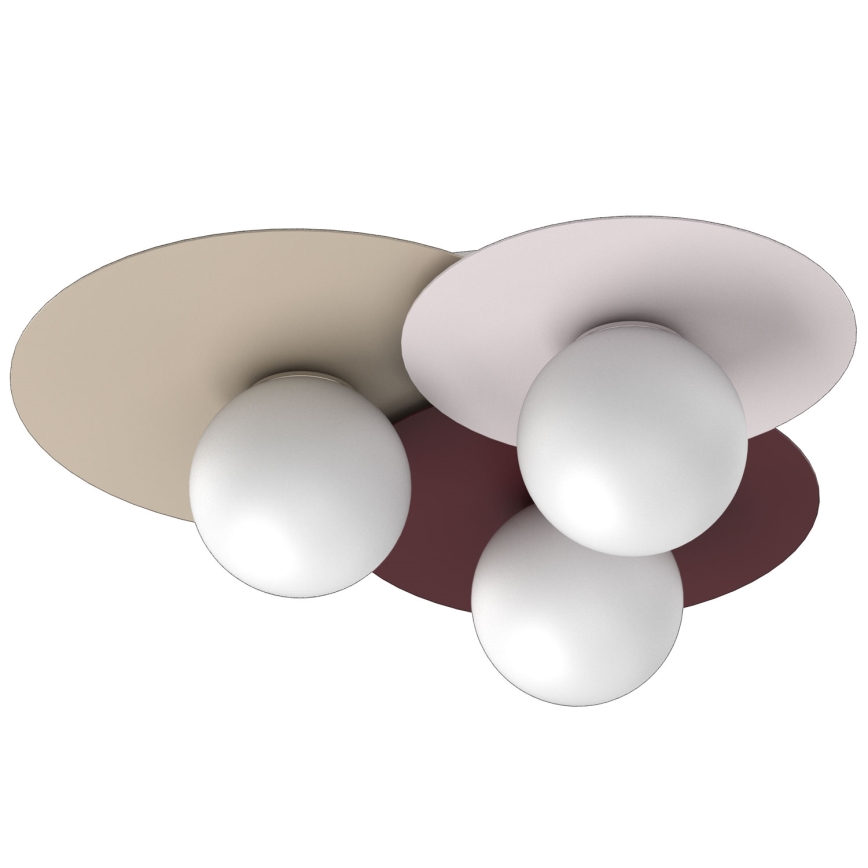 Ceiling light FLAT 3xE27/15W/230V 55x60 cm beige/cream/burgundy