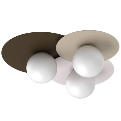 Ceiling light FLAT 3xE27/15W/230V 55x60 cm beige/cream/burgundy