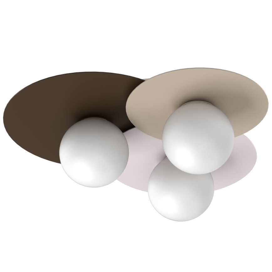 Ceiling light FLAT 3xE27/15W/230V 55x60 cm beige/cream/burgundy