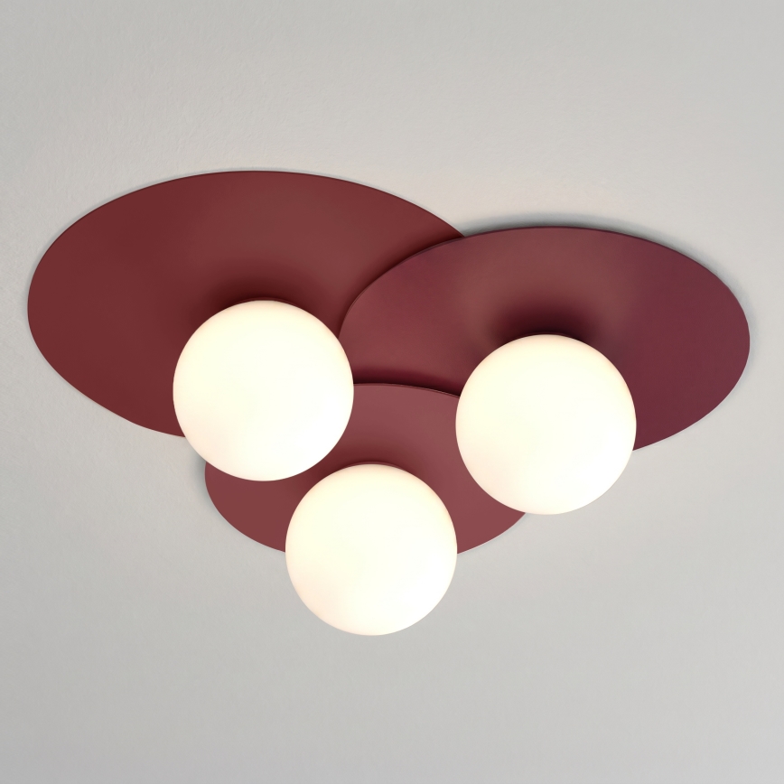 Ceiling light FLAT 3xE27/15W/230V 55x60 cm burgundy