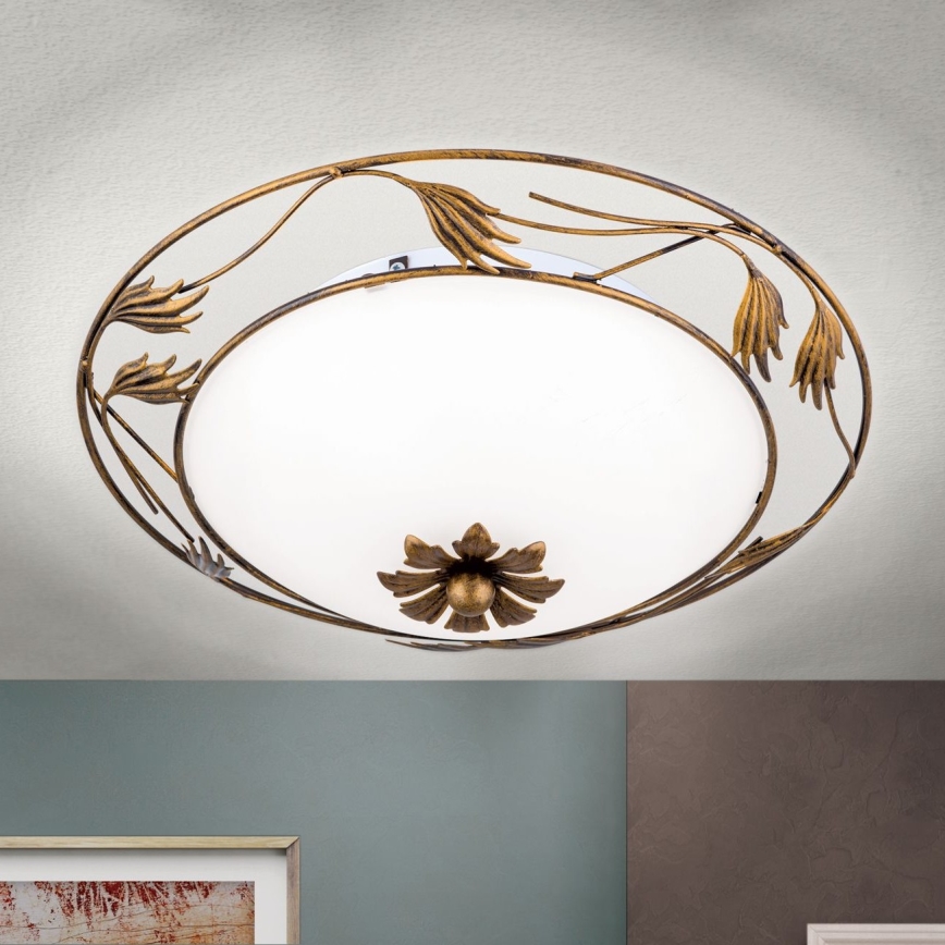 Ceiling light FLEUR 2xE27/60W/230V d. 40 cm bronze