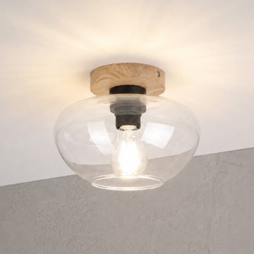 Ceiling light FLO WOOD 1xE27/15W/230V oak/clear dia. 22 cm