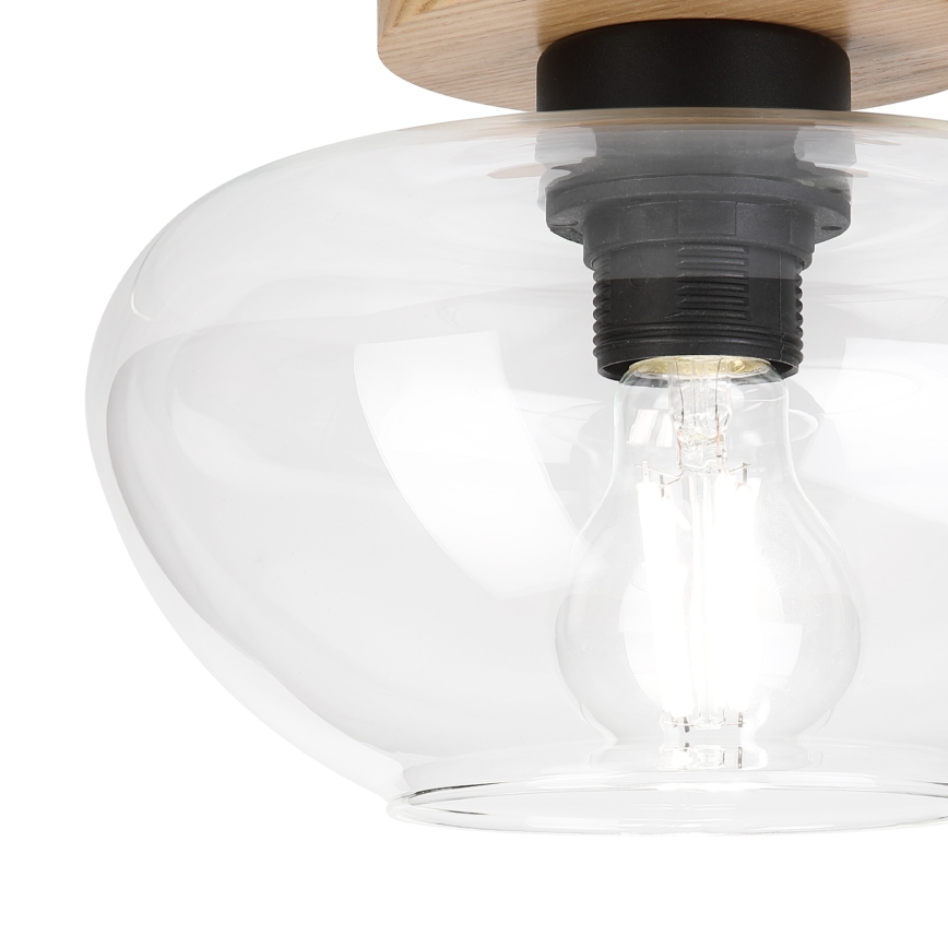 Ceiling light FLO WOOD 1xE27/15W/230V oak/clear dia. 22 cm
