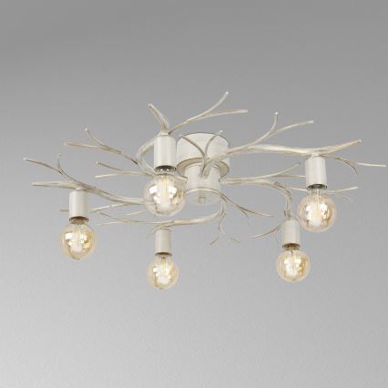 Ceiling light GARNISH 5xE27/15W/230V white/patina