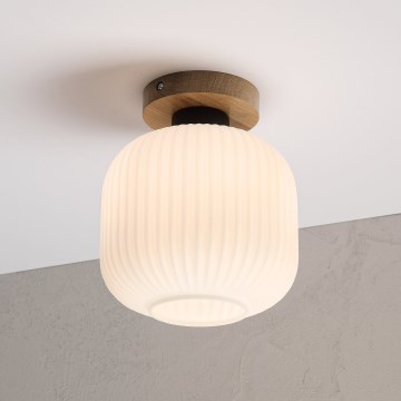 Ceiling light HARMA WOOD 1x E27/15W/230V oak/white Ø 20 cm