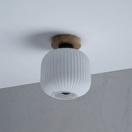 Ceiling light HARMA WOOD 1x E27/15W/230V oak/white Ø 20 cm