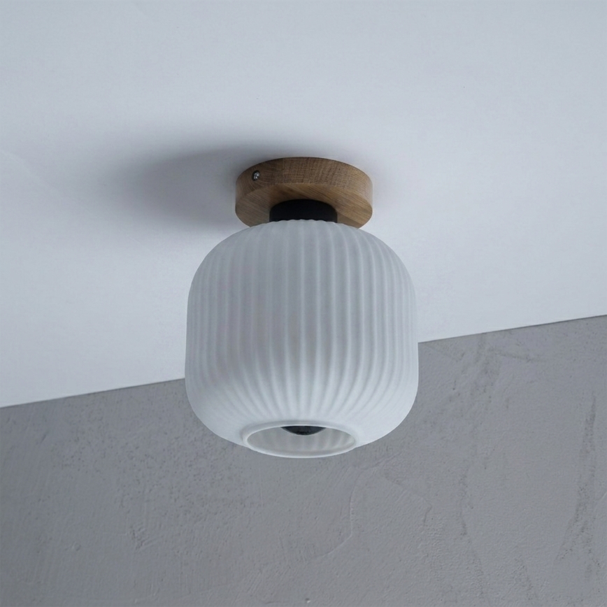 Ceiling light HARMA WOOD 1x E27/15W/230V oak/white Ø 20 cm