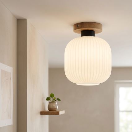 Ceiling light HARMA WOOD 1x E27/15W/230V oak/white Ø 20 cm