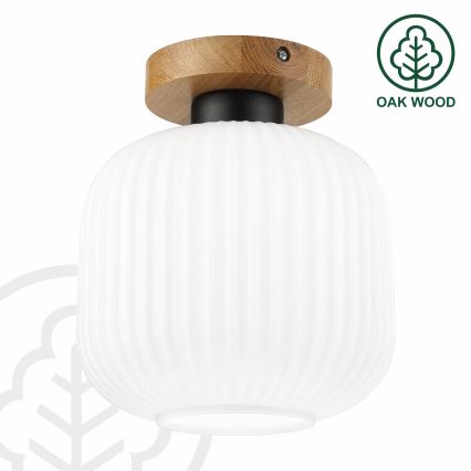 Ceiling light HARMA WOOD 1x E27/15W/230V oak/white Ø 20 cm