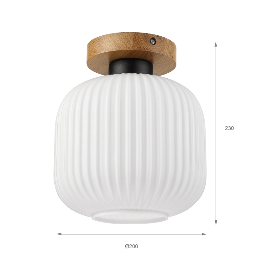 Ceiling light HARMA WOOD 1x E27/15W/230V oak/white Ø 20 cm