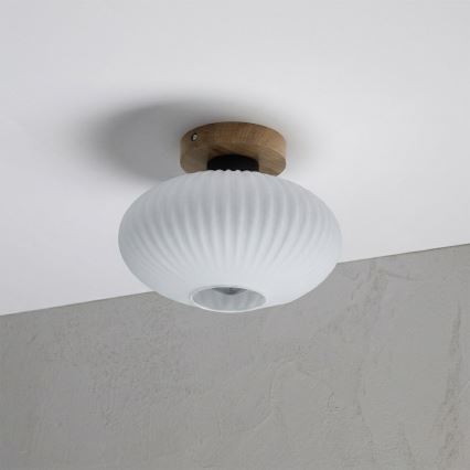 Ceiling light HARMA WOOD 1xE27/15W/230V oak/white Ø 25 cm