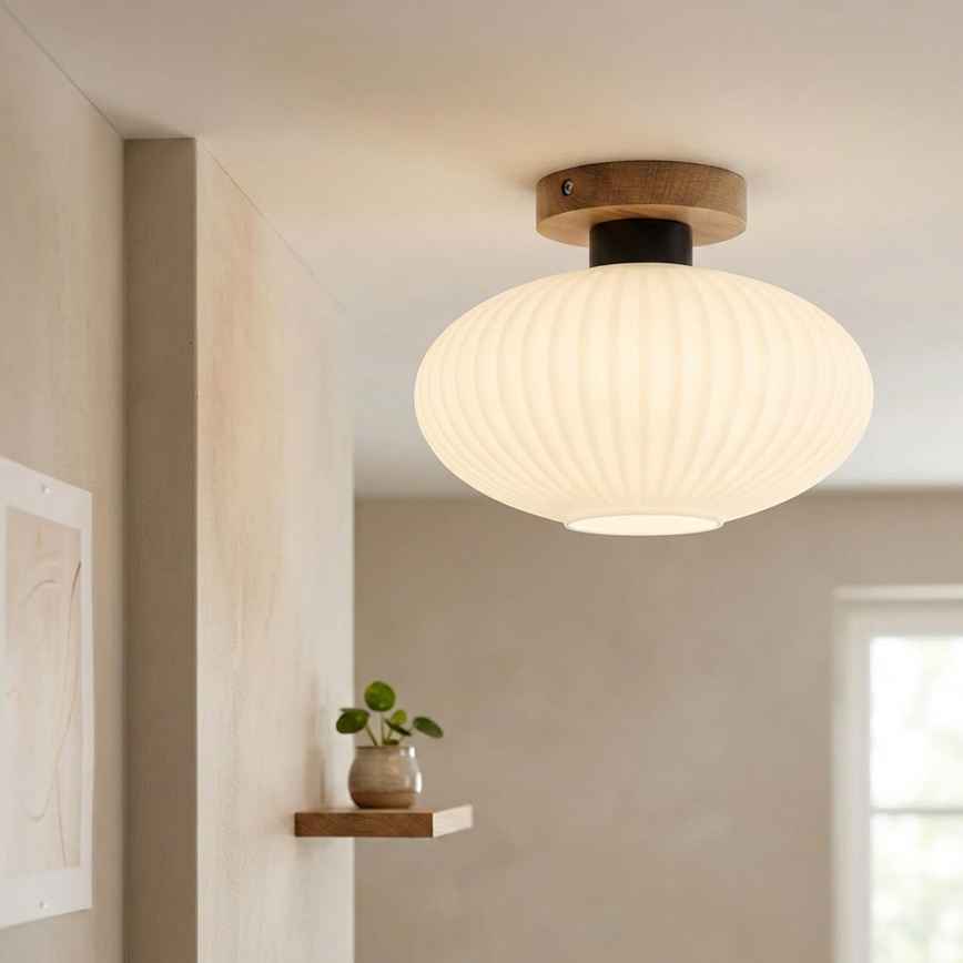 Ceiling light HARMA WOOD 1xE27/15W/230V oak/white Ø 25 cm