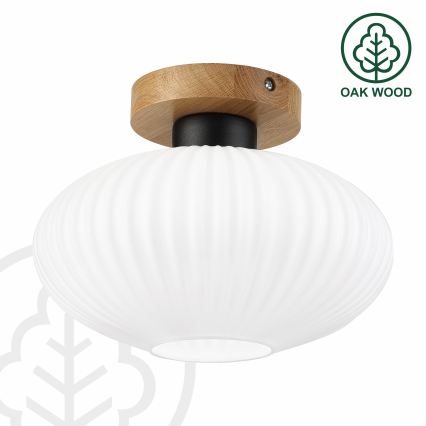 Ceiling light HARMA WOOD 1xE27/15W/230V oak/white Ø 25 cm