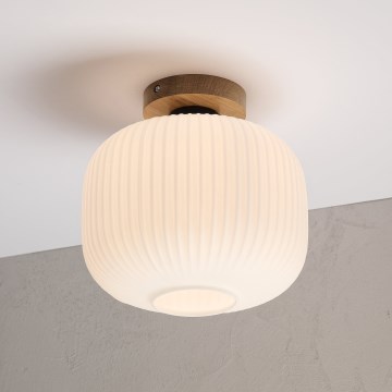 Ceiling light HARMA WOOD 1xE27/15W/230V Oak/White Ø 25 cm
