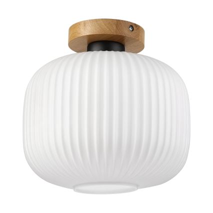 Ceiling light HARMA WOOD 1xE27/15W/230V Oak/White Ø 25 cm