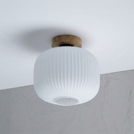 Ceiling light HARMA WOOD 1xE27/15W/230V Oak/White Ø 25 cm