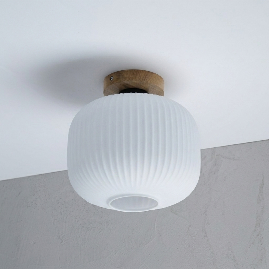 Ceiling light HARMA WOOD 1xE27/15W/230V Oak/White Ø 25 cm