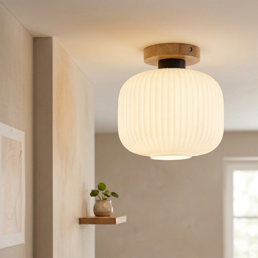 Ceiling light HARMA WOOD 1xE27/15W/230V Oak/White Ø 25 cm