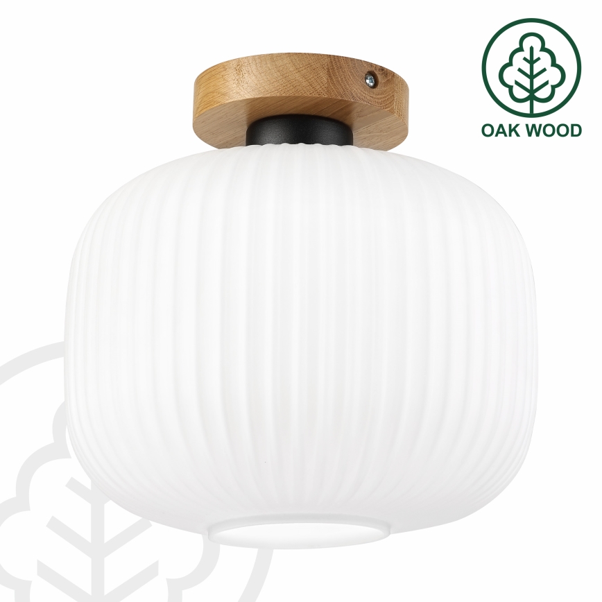 Ceiling light HARMA WOOD 1xE27/15W/230V Oak/White Ø 25 cm