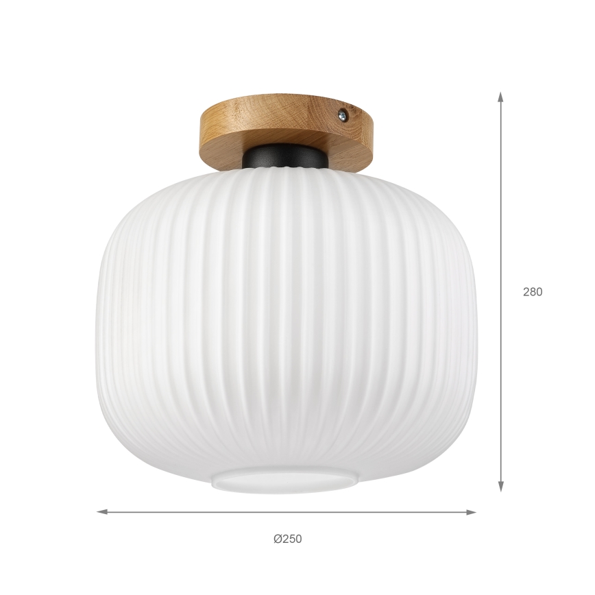 Ceiling light HARMA WOOD 1xE27/15W/230V Oak/White Ø 25 cm