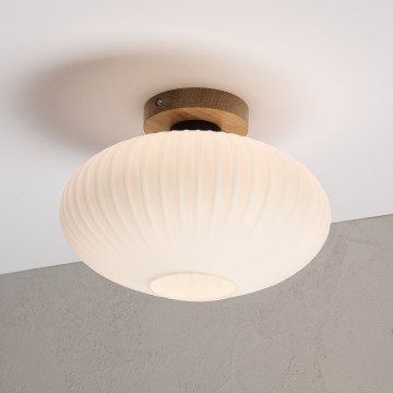 Ceiling light HARMA WOOD 1xE27/15W/230V Oak/White Ø30 cm