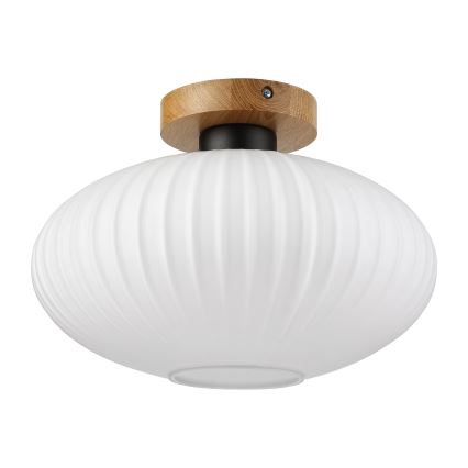 Ceiling light HARMA WOOD 1xE27/15W/230V Oak/White Ø30 cm