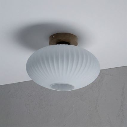 Ceiling light HARMA WOOD 1xE27/15W/230V Oak/White Ø30 cm