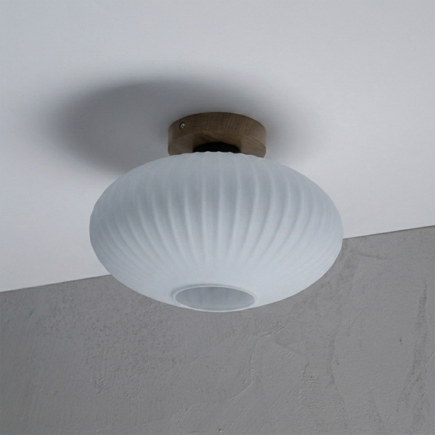 Ceiling light HARMA WOOD 1xE27/15W/230V Oak/White Ø30 cm