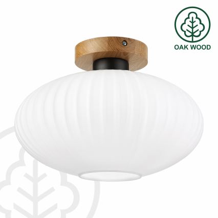 Ceiling light HARMA WOOD 1xE27/15W/230V Oak/White Ø30 cm
