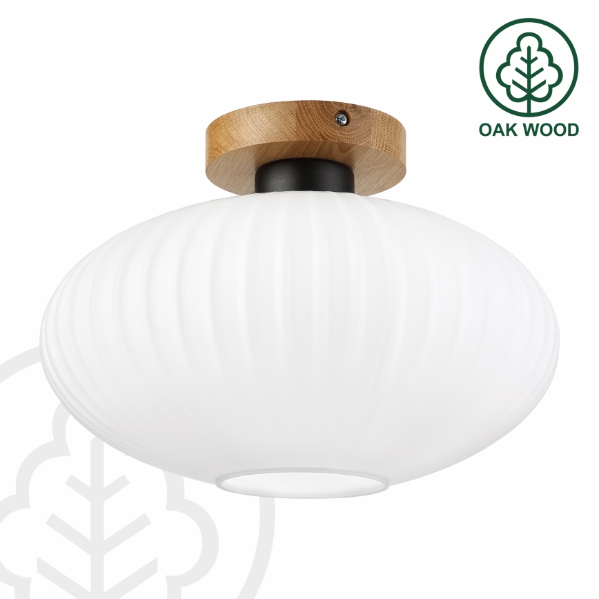 Ceiling light HARMA WOOD 1xE27/15W/230V Oak/White Ø30 cm
