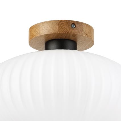 Ceiling light HARMA WOOD 1xE27/15W/230V Oak/White Ø30 cm