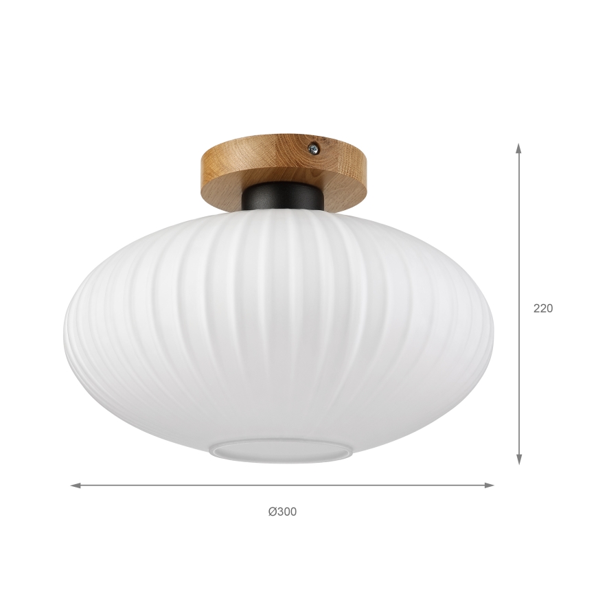 Ceiling light HARMA WOOD 1xE27/15W/230V Oak/White Ø30 cm