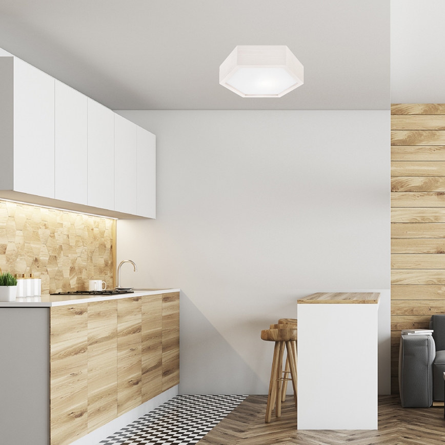 Ceiling light HEX 1xE27/60W/230V d. 32 cm pine white