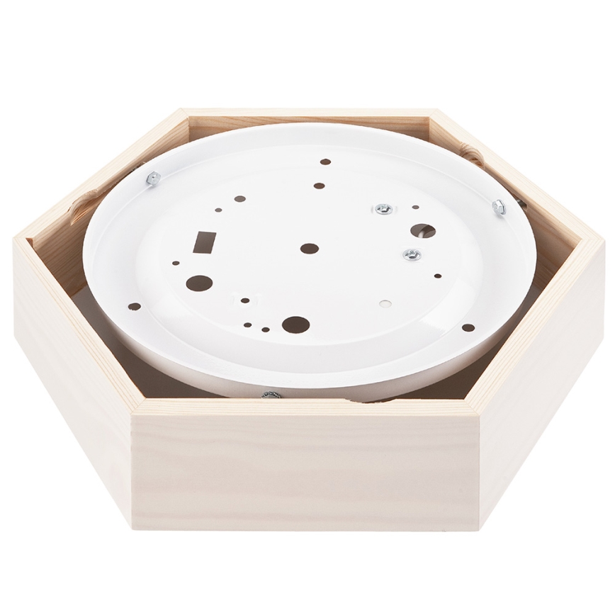 Ceiling light HEX 1xE27/60W/230V d. 32 cm pine white